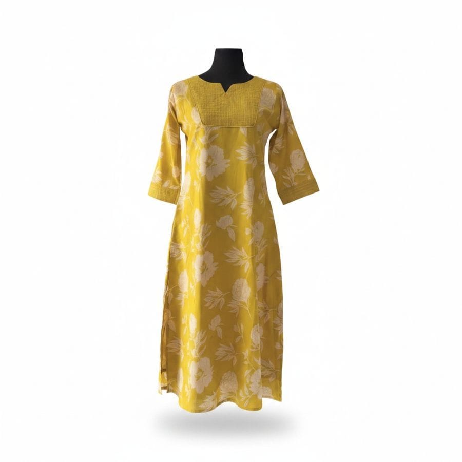 Women's Yellow Floral Printed Kurti
