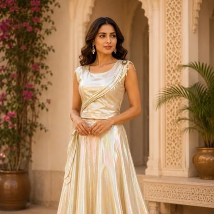 Premium Festive Top Golden Sute Material