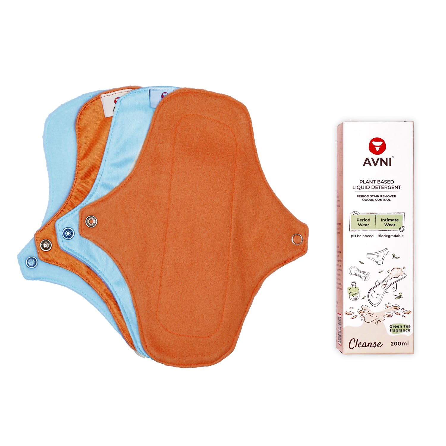 Avni - Fluff Panty Liner |Panty liners + 200 ml liquid detergent | Antimicrobial | Eco-Friendly and Reusable | Spotting Days | Breathable and Comfortable for Women