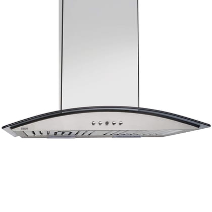 Glen 60cm 1000 m3/h Curved Glass Chimney (6071 SS, Baffle Filters, Push Button Control, Grey) Glen 60cm 1000 m3/h Curved Glass Chimney (6071 SS, Baffle Filters, Push Button Control, Grey) - Steel/Grey / 60 centimeters