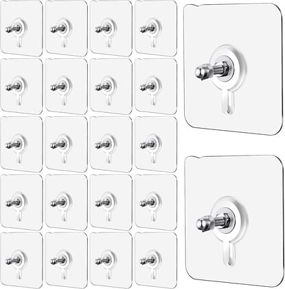 Wall Hooks for Hanging Strong, Adhesive Hooks for Wall Heavy Duty, Wall hangings, Kitchen Accessories Items, Sticky Photo Frame Hangers (Pack of 20, Nail Hook)