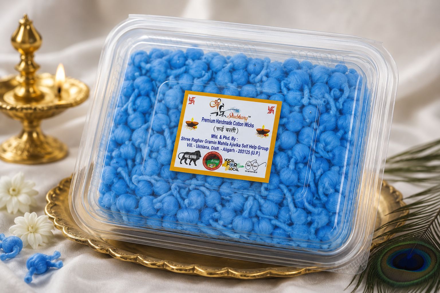 Blue Premium Handmade Cotton Wicks (Batti) Box