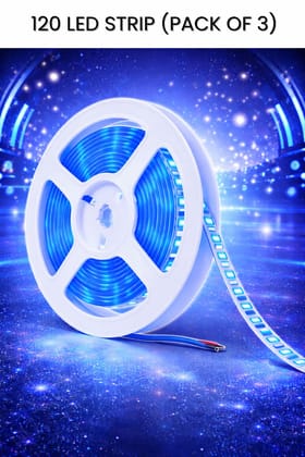 SPARKWORLD 5 Meter Blue LED Strip Light Pack of 3 | High Brightness SMD LEDs | Flexible Waterproof Strip with Adapter | Ideal for TV, Ceiling, Room, and Decor SPARKWORLD 5 Meter Blue LED Strip Light Pack of 3 | High Brightness SMD LEDs | Flexible Waterproof Strip with Adapter | Ideal for TV, Ceiling, Room, and Decor