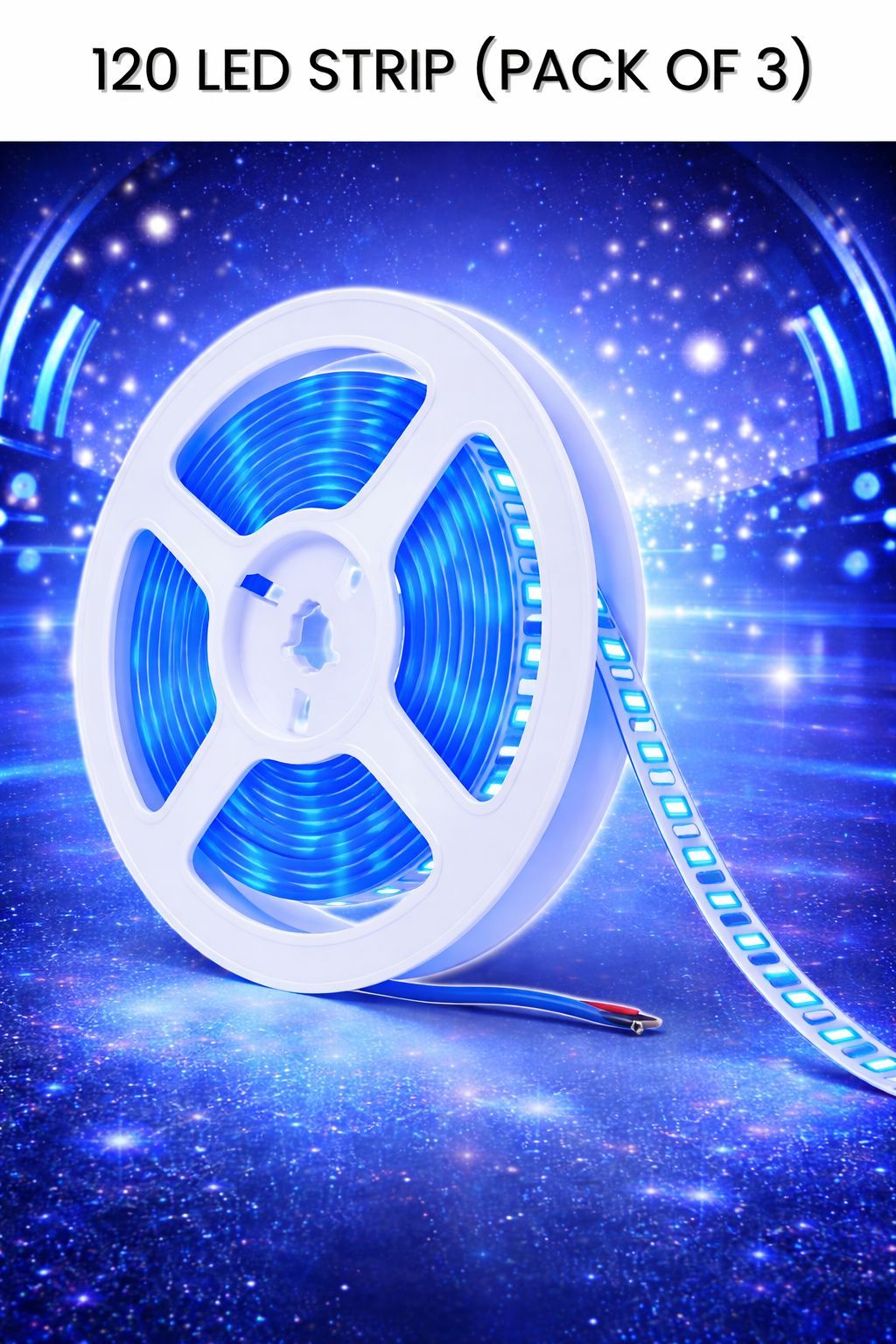 SPARKWORLD 5 Meter Blue LED Strip Light Pack of 3 | High Brightness SMD LEDs | Flexible Waterproof Strip with Adapter | Ideal for TV, Ceiling, Room, and Decor