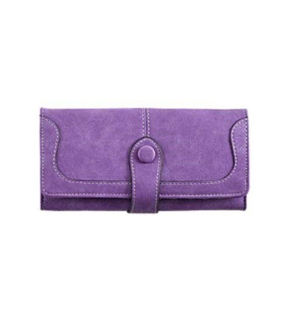 Women's Faux Leather Medium Snap Button Wallet (Purple)