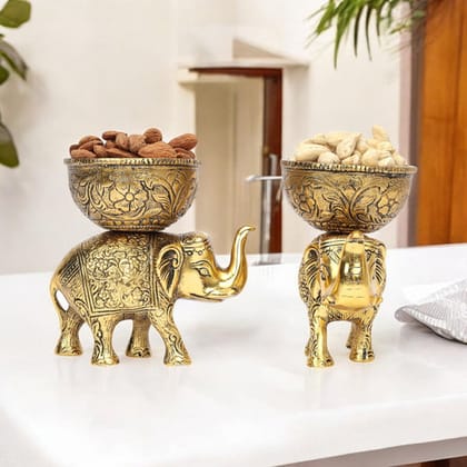 German SilverSet of 2 Bowls with Elephant BaseGolden