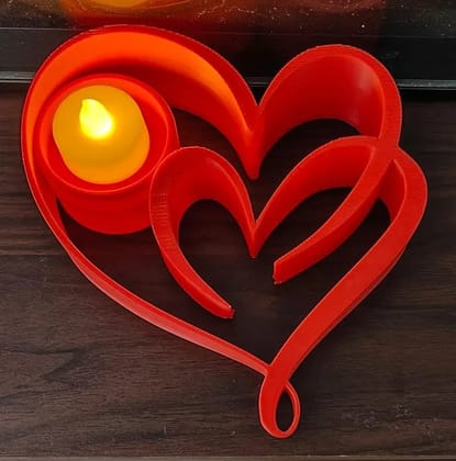 Two Heart LED Tealight Holder (Red)