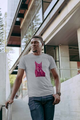 Round Neck T-Shirt (Men) - Roar Of The Fuchsia Lion (10 Colours)