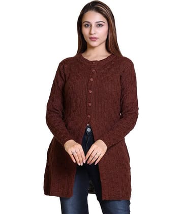 Varenyam Acrylic Brown Buttoned Cardigans -