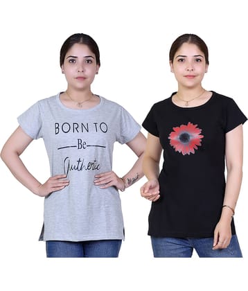 Varenyam Women Cotton Regular Fit Round Neck T-Shirt ( Grey )