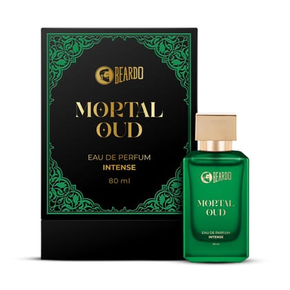Beardo Mortal Oud Perfume for men 80ml | Oriental, Earthy scent with Honey, Citrus, Patchouli & Sandalwood notes | Long Lasting Premium Mens Perfume | All Season Eau de parfum for Men | Gift for Husband | Gift for Boyfriend | Gift for Men Beardo Mortal O