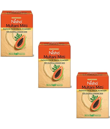 Nisha Multani Mitti Papaya Face Pack Powder 100g, Fullerâs Earth Powder Natural Oil Control Tan Removal(Pack of 3)