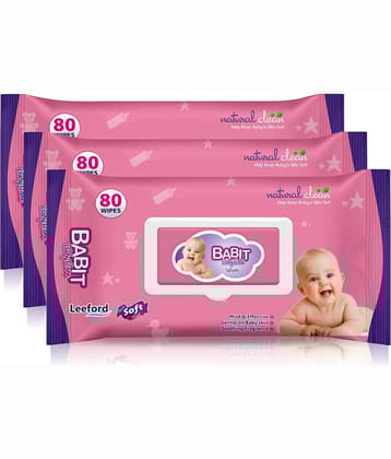 Babit Baby Care Wet Wipes with Aloe Vera Extract & Gentle on Baby Skin Count 80 ( Pack of 3 )