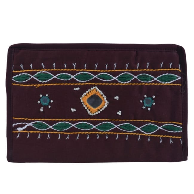 Tribes India Banjara Handmade Purse With Mobile Case Dark Brown Color