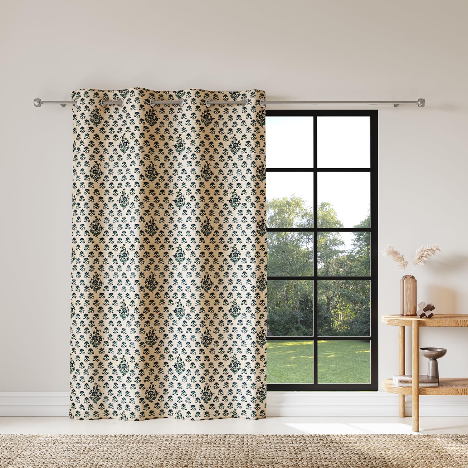 DDECOR - 100% PolyesterFloral PatternLarge Door 9 Ft|135 CM X 270 CM| - Blue
