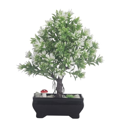 FOLIYAJ 3 Branched Bonsai Tree with Greenish White Leaves|Bonsai Tree|Artificial Flower|with Pot|Home Decor for Living Room Home Office Shop|House|Gift|Decoration FOLIYAJ 3 Branched Bonsai Tree with Greenish White Leaves|Bonsai Tree|Artificial Flower|with Pot|Home Decor for Living Room Home Office Shop|House|Gift|Decoration
