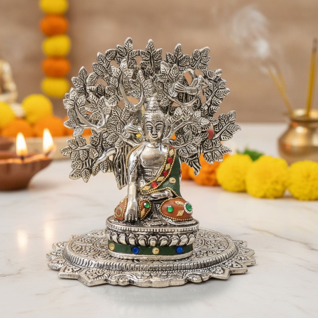 Aluminium Buddha Ji Statue Showpiece | Buddha Murti | Spiritual Gift & Decorative Statue, Height : 8.5 Inch (ASMAS545 S)