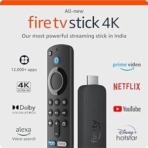 All-new Amazon Fire TV Stick 4K streaming device, ultra-cinematic 4K streaming, supports Wi-Fi 6, Dolby Vision/Atmos, HDR10+ Black