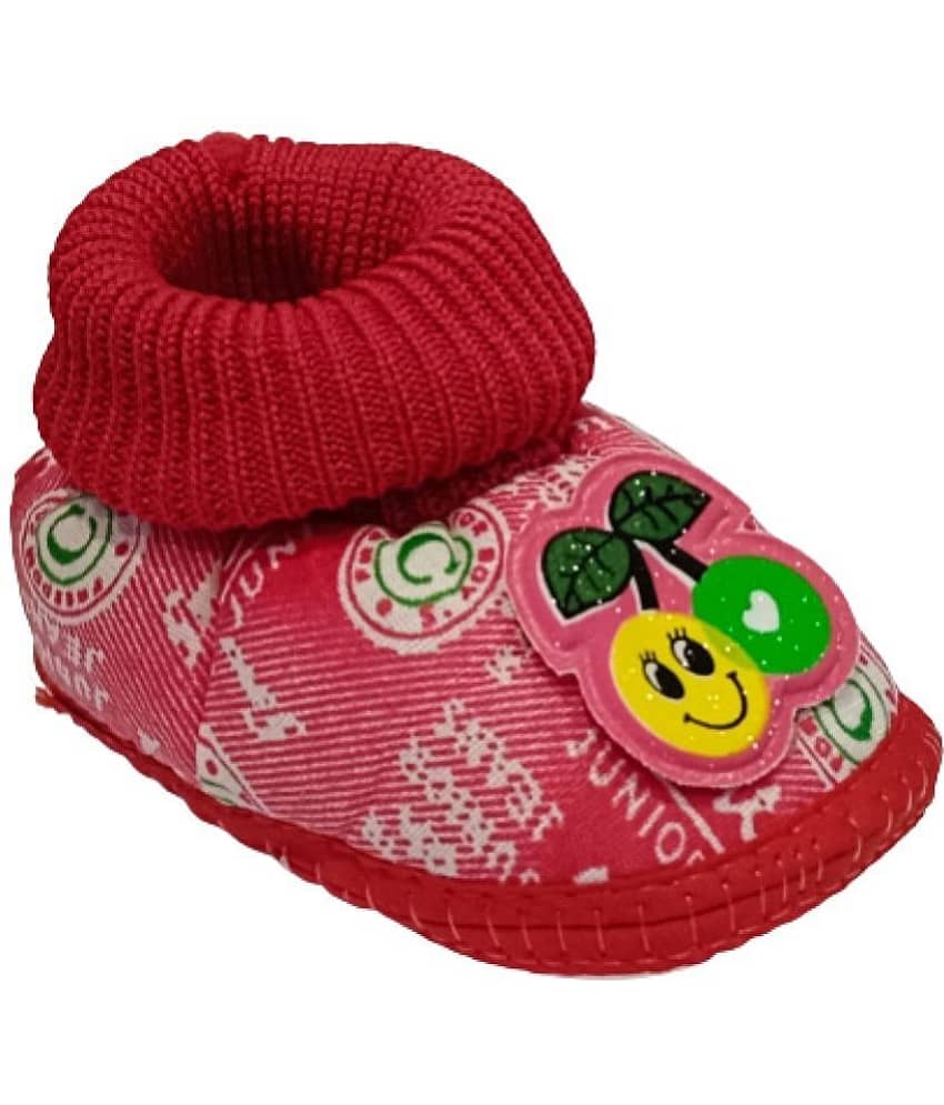 YESKART - Red Booties For Baby Boy & Baby Girl 0-3 Months ( Pack of 1 )