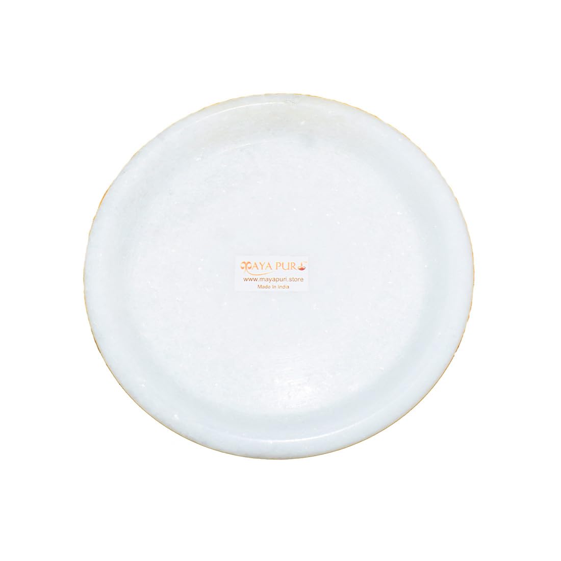 MAYAPURI White Marble Stone Abhishek Patra for Puja | Rock Puja Plate, Small Size: 4 inches