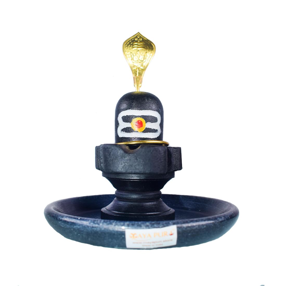 MAYAPURI Original Black Stone Shivling & Brass Naga/Snake with Abhishek Patra | Shiva Lingam for Pooja