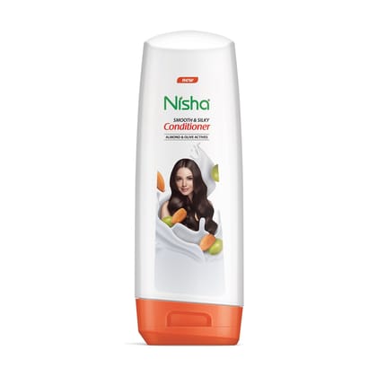 Nisha Hair Conditioner 180ml Bottle, Smooth & Silky Conditioner with Almond and Olive Actives for Dry and Frizzy Hair