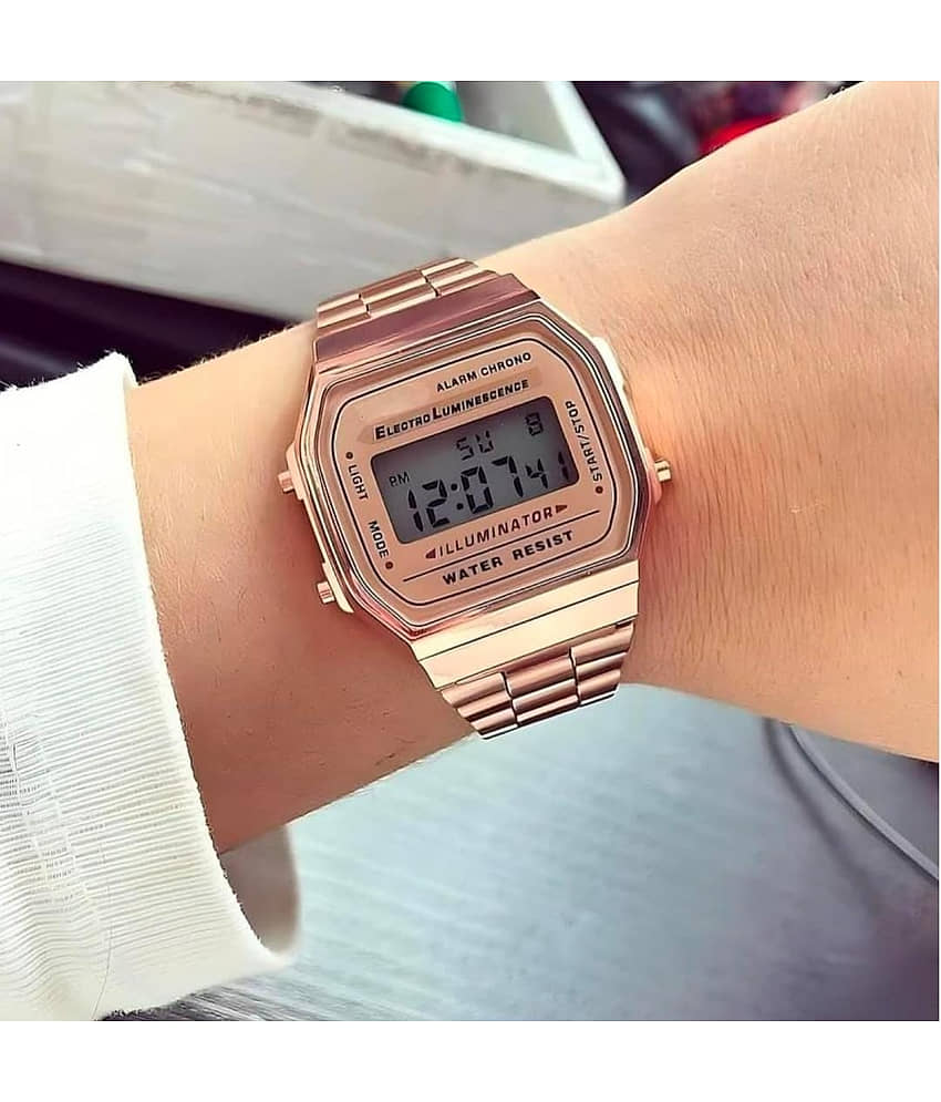 QitmirMKT Rose Gold Metal Digital Womens Watch