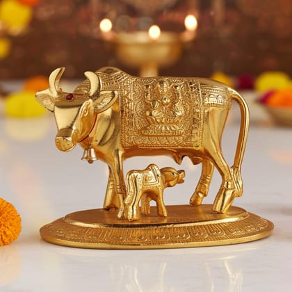 Aluminium Cow Statue � Antique Silver Finish Showpiece, Height : 5 Inch (ASMAS217 G)