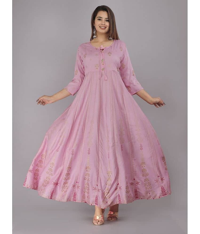 ANNEIV - Pink Rayon Women's Anarkali Kurti ( Pack of 1 )