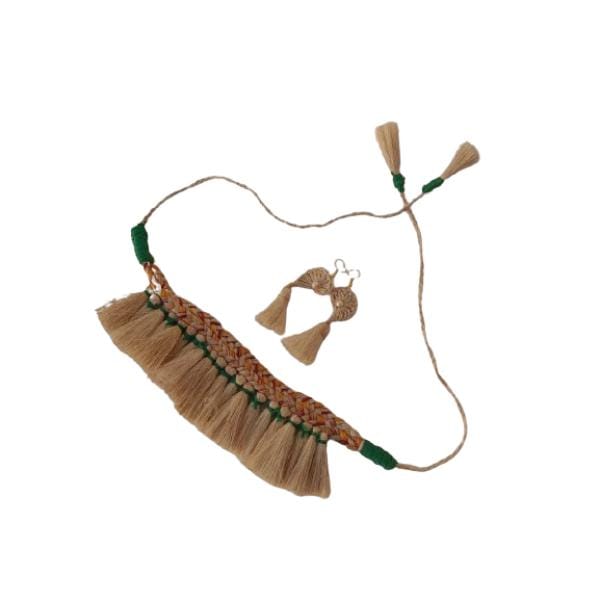 Handmade Banana Fiber Earrings & Necklace