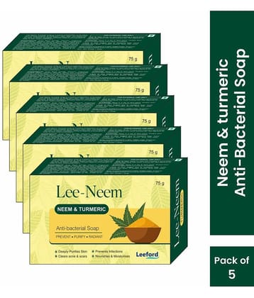 Leeford Lee-Neem Antibacterial Soap, Neem & Turmeric - 75g Each, Pack of 5