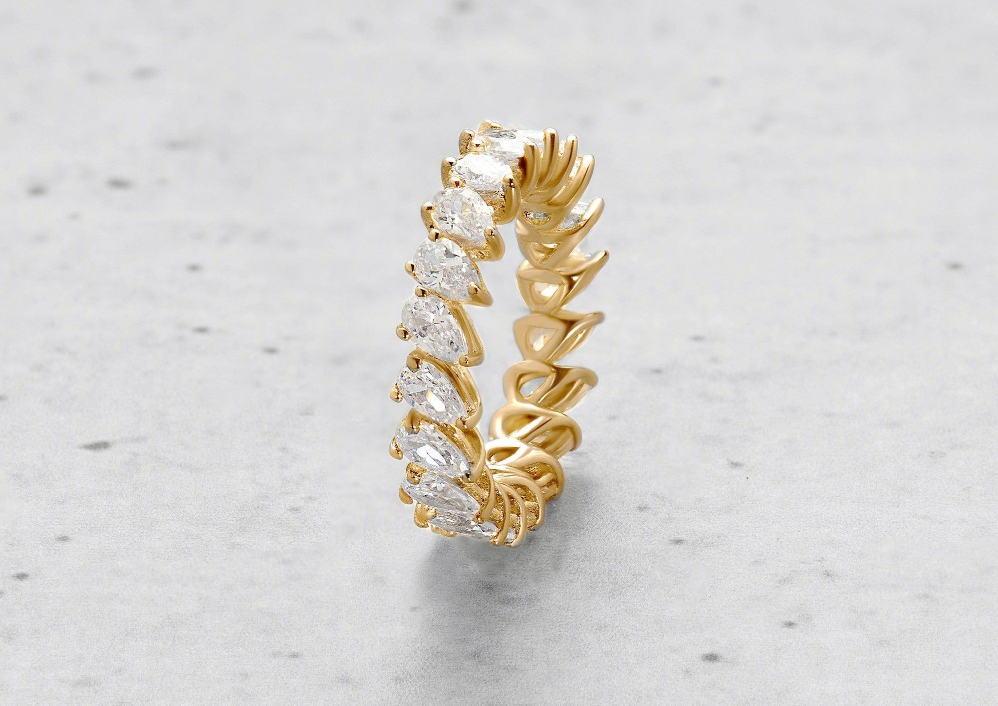 Tilted Teardrop Eternity Ring