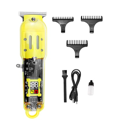 Professional Cordless T Blade Hair Clipper with 0mm Cutting, LED Display, and Long Runtime - Yellow  by Ruhi Import Store