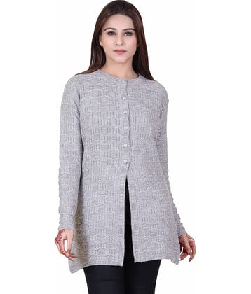 Varenyam Acrylic Grey Buttoned Cardigans - Single