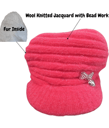 HeteShe Peach Woollen Women's Hat ( Pack of 1 )