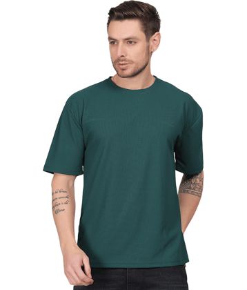 SI-squad Men Cotton Blend Oversized Fit Solid T-Shirt ( Green )