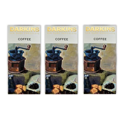 DARKINS 65% Dark Chocolate With Coorg Coffee | Dark Chocolate Bar 3x50gm | Vegan | Natural | Gluten-Free Chocolate | 50 GM Each Pack of 3