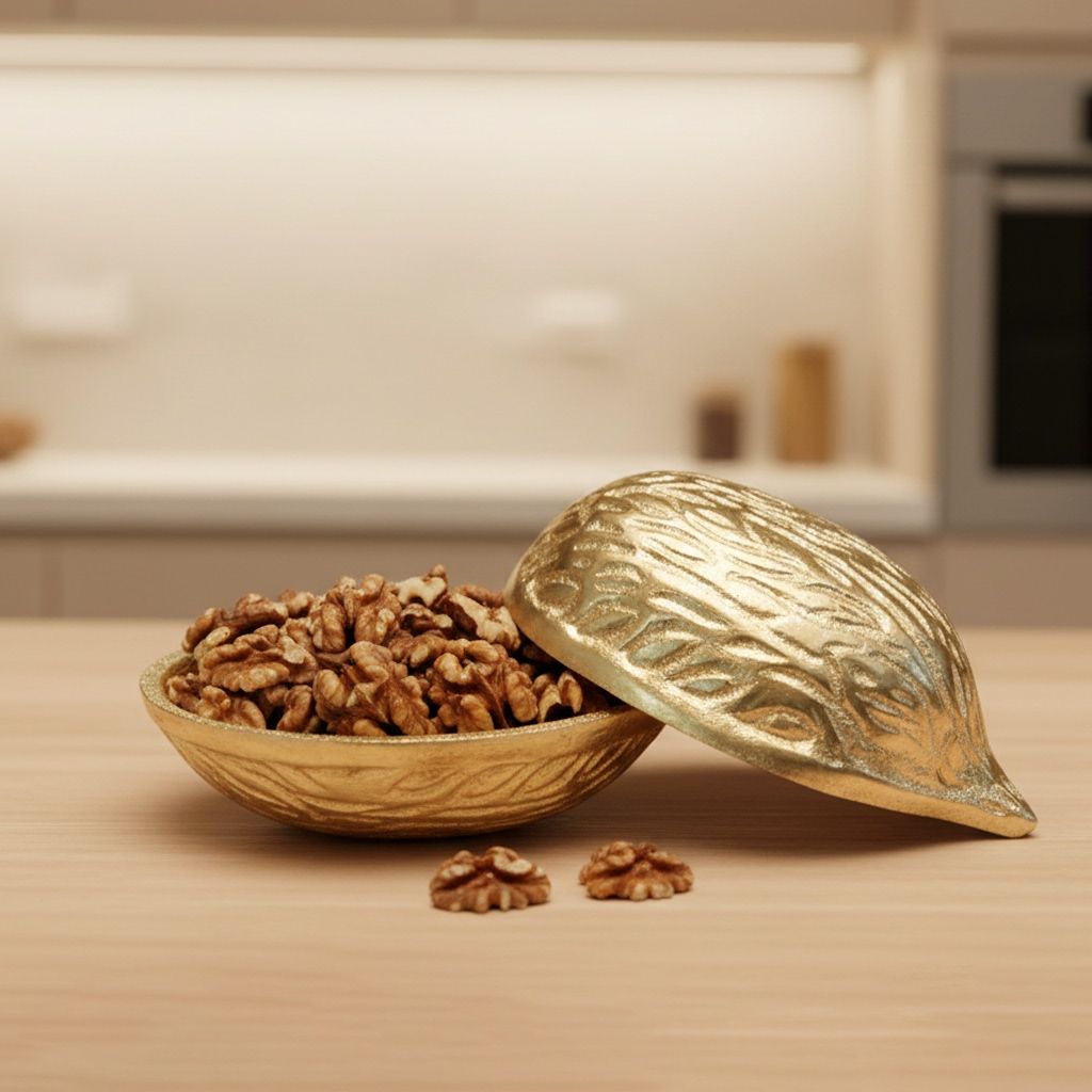 Aluminium Decorative Walnut Shape Dry Fruit Box No. 1 (ATMAS069 B)