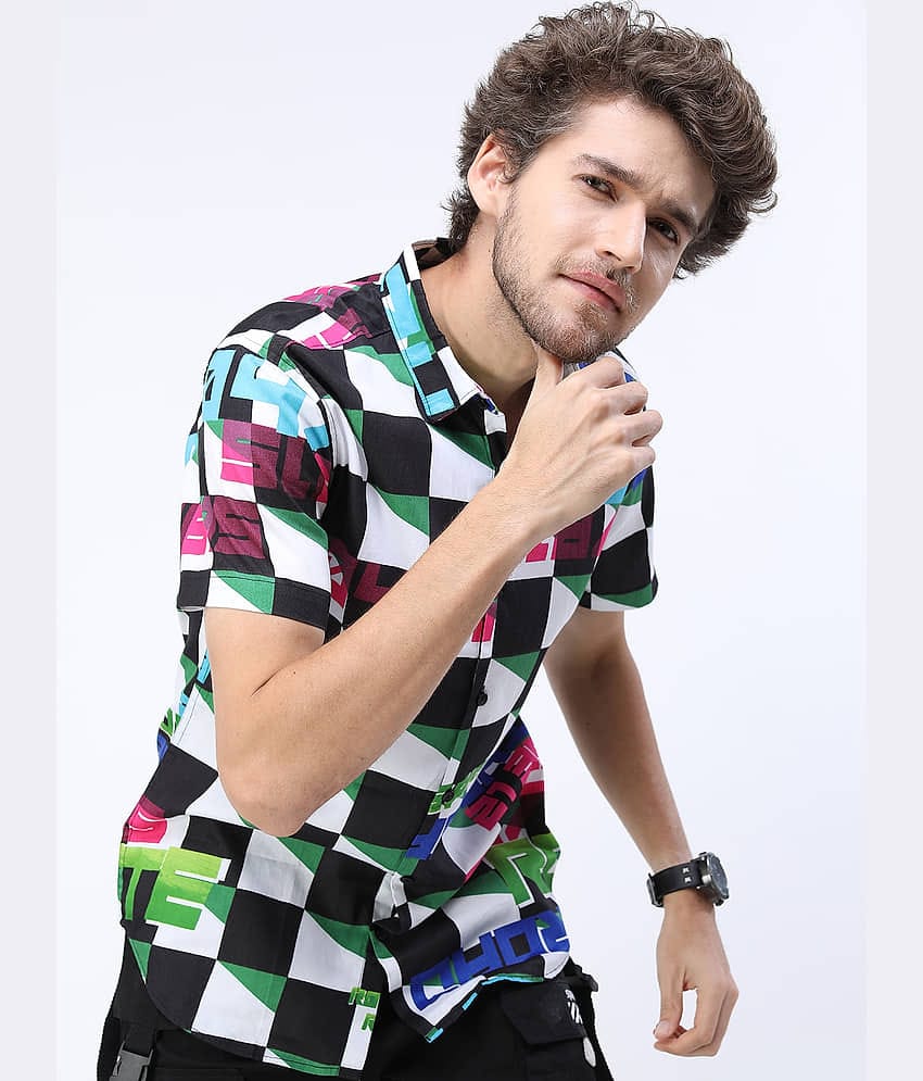 Ketch 100% Cotton Regular Fit Colorblock Half Sleeves Men's Casual Shirt - Green ( Pack of 1 )