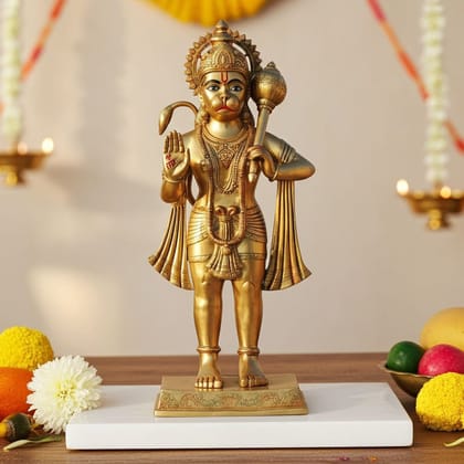 Brass Standing Hanuman Ji Murti - Devotional Home Showpiece, Height : 35 Inch (BSMAS1301 M)