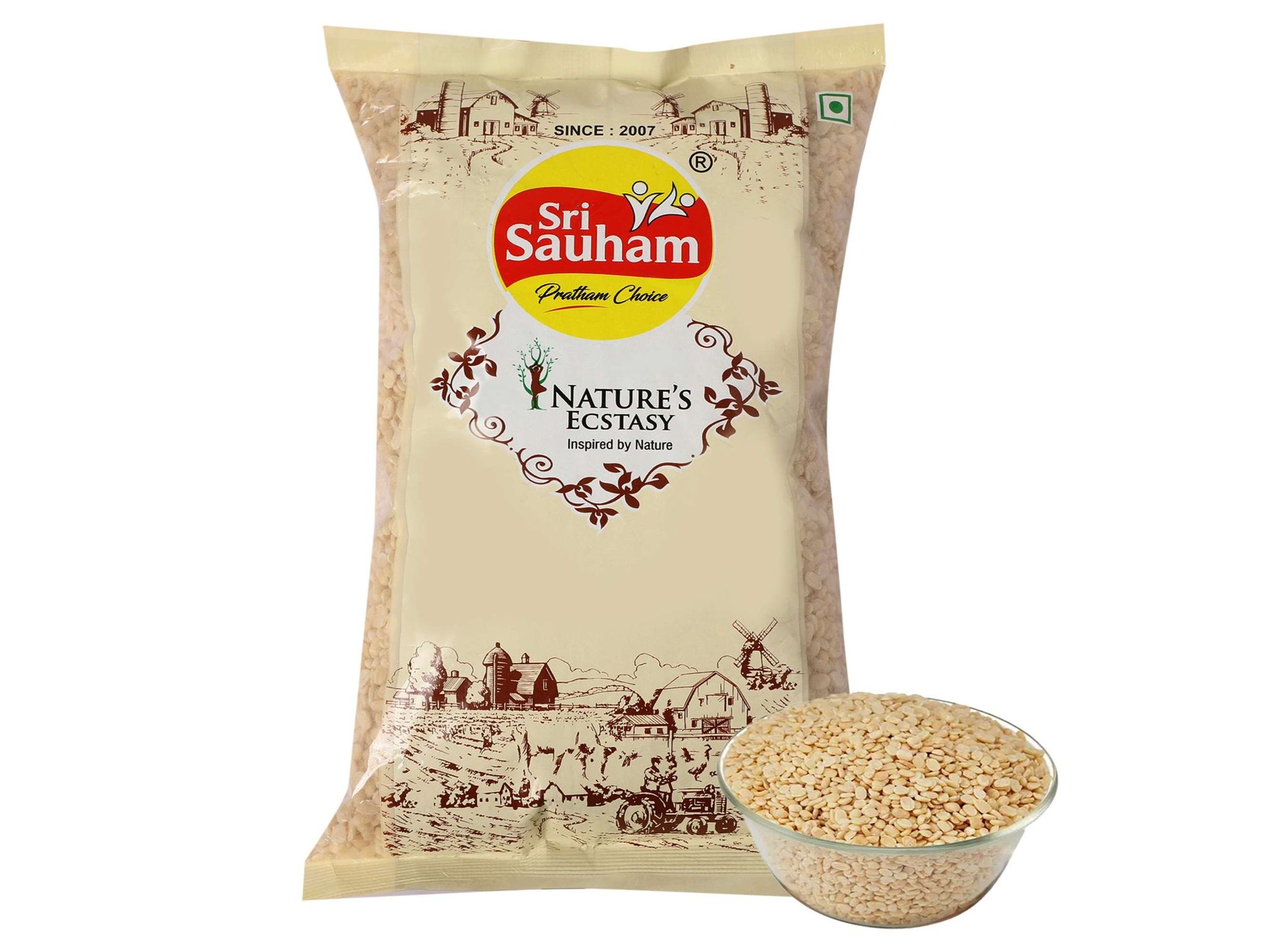  Sri Sauham Urad Dhuli Unpolished Wash Black Gram - 1 Kg 