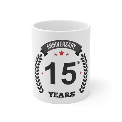 DARSHANS Ceramic 15th Anniversary Printed Coffee Mug (Color: White, Capacity:330ml) DARSHANS Ceramic 15th Anniversary Printed Coffee Mug (Color: White, Capacity:330ml)