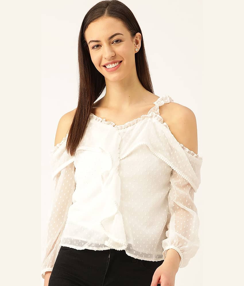 MARC LOIRE Women's Polyester Regular Top ( White )