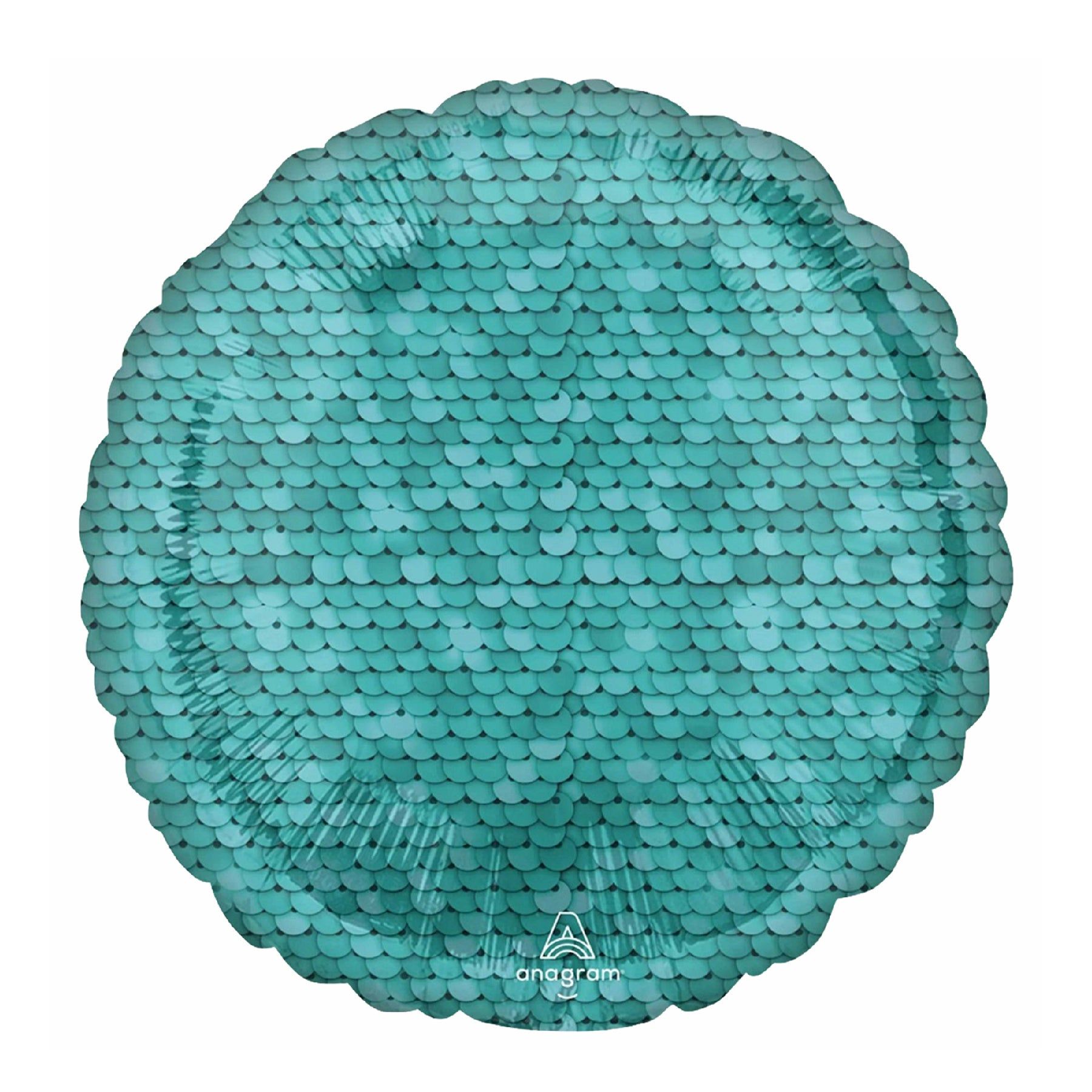 Aqua Blue Shiny w/ Fish Scale Print Foil Balloon - Helium Quality - 18 inches - 1PC