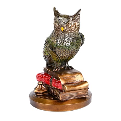 Artarium Owl Statue Good Luck Premium Resin Owl Figurine Feng Shui Vastu Vintage Decorative Positive Showpiece for Home Decor Living Room Bedroom Office Decor (Owl Multicolor 8.8 Inch)