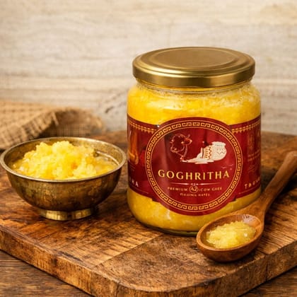 GoGhritha Premium A2 Bilona Desi Cow Ghee (250ml) | Traditional Bilona Method | Daily Wellness & Cooking