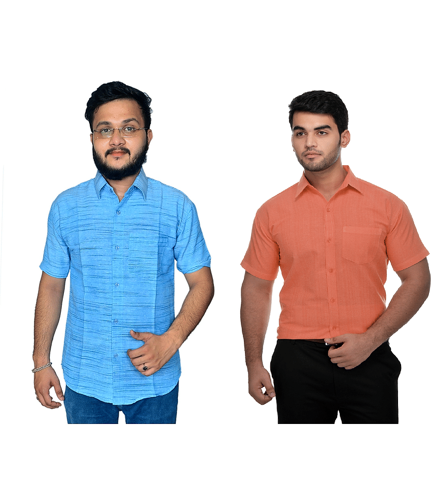 DESHBANDHU DBK 100% Cotton Regular Fit Half Sleeves Men's Formal Shirt - Multicolor ( Pack of 2 )