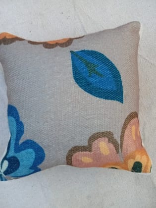Handmade Cotton Cushion With Wool Texture Panel Square 18x18 Inch 