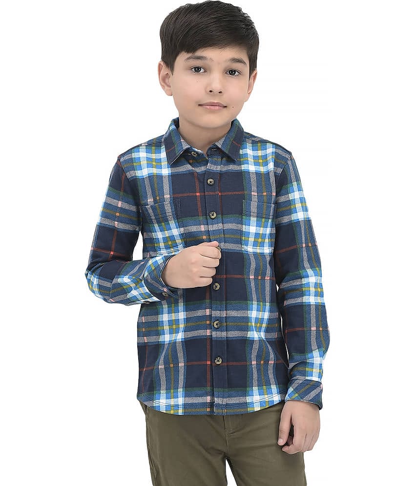 Juscubs Pack of 1 Boys 100% Cotton Full Sleeves Shirt ( Navy Blue )