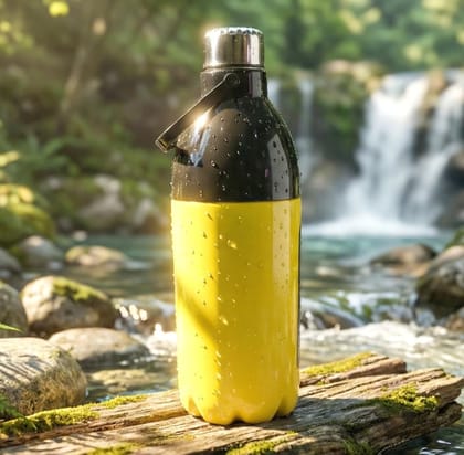DHRUVINSRI, Large Capacity Leakproof Water Bottle, Yellow and Black, 1400ml, for Outdoor and Travel, 1 Pc